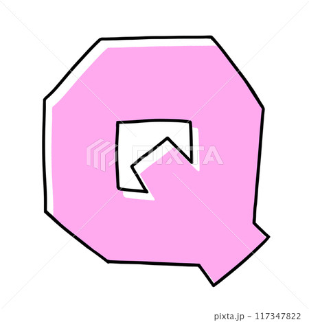 ゆるめシンプルな大文字アルファベットの『Q』カクカクバージョン ベタ塗り ゆるめシンプルな大文字アルファベットの『Q』カクカクバージョン ベタ塗り 117347822