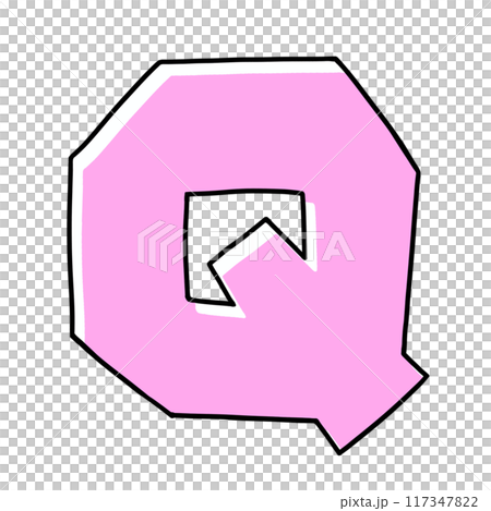 ゆるめシンプルな大文字アルファベットの『Q』カクカクバージョン ベタ塗り ゆるめシンプルな大文字アルファベットの『Q』カクカクバージョン ベタ塗り 117347822
