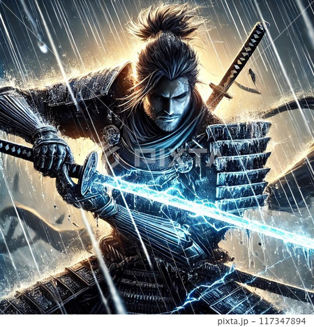 雨の中で戦う男 117347894