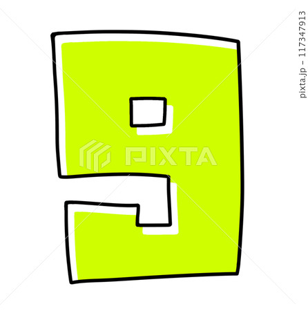 ゆるめシンプルな小文字アルファベットの『g』カクカクバージョン　ベタ塗り 117347913