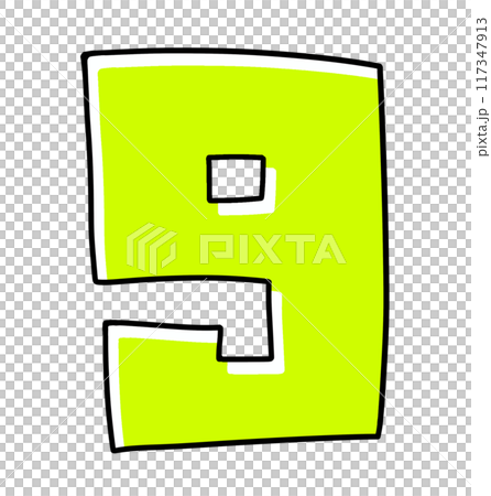 ゆるめシンプルな小文字アルファベットの『g』カクカクバージョン　ベタ塗り 117347913