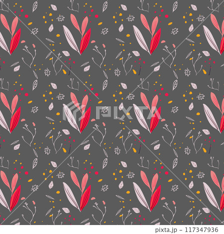 Autumn seamless pattern on a gray background...のイラスト素材 [117347936] - PIXTA