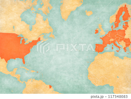 Map of North Atlantic Ocean - USA and EU Map of North Atlantic Ocean - USA and EU 117348083
