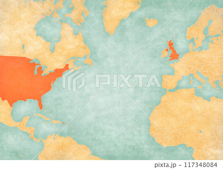 Map of North Atlantic Ocean - USA and UK Map of North Atlantic Ocean - USA and UK 117348084