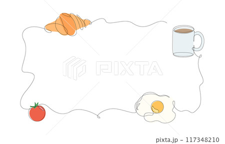 一筆書きの朝ごはんのフレーム 117348210