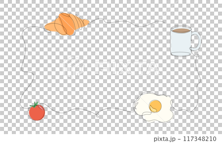 一筆書きの朝ごはんのフレーム 117348210