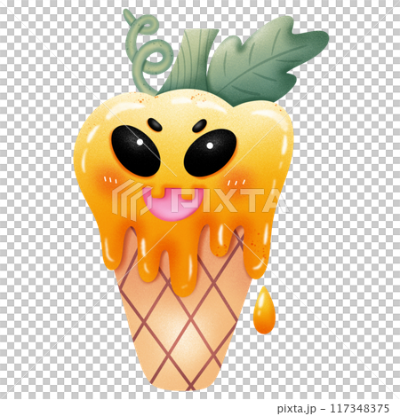 Evil ice cream Pumpkin illustration for Halloween. Evil ice cream Pumpkin illustration for Halloween. 117348375