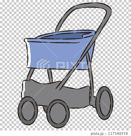シンプルなペットカートの手描きイラスト シンプルなペットカートの手描きイラスト 117348559