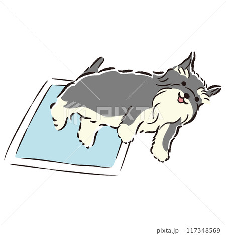 ペットシーツと犬の手描きイラスト 117348569