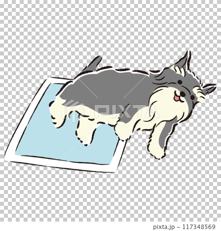 ペットシーツと犬の手描きイラスト 117348569