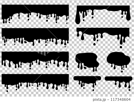 A set of dripping decoration materials, dripping ink, paint silhouettes A set of dripping decoration materials, dripping ink, paint silhouettes 117348604