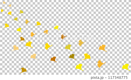 イチョウの葉が舞う 透過イラスト素材 イチョウの葉が舞う 透過イラスト素材 117348775
