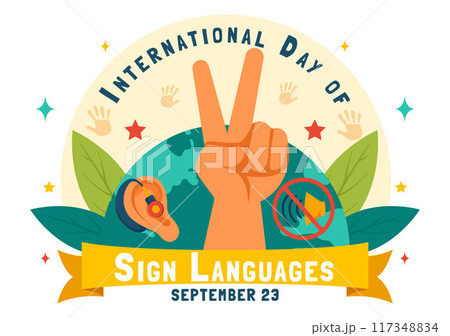 International Day of Sign Languages Vector Illustration Featuring People Demonstrating Hand Gestures and Hearing Disability in a Flat Background International Day of Sign Languages Vector Illustration Featuring People Demonstrating Hand Gestures and Hearing Disability in a Flat Background 117348834