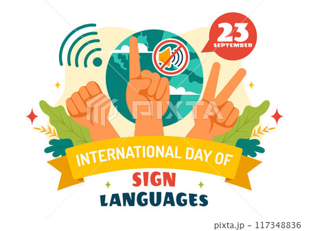International Day of Sign Languages Vector Illustration Featuring People Demonstrating Hand Gestures and Hearing Disability in a Flat Background International Day of Sign Languages Vector Illustration Featuring People Demonstrating Hand Gestures and Hearing Disability in a Flat Background 117348836