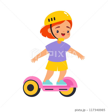 Electric Transport with Girl Character Ride Hoverboard Vector Illustration Electric Transport with Girl Character Ride Hoverboard Vector Illustration 117348985