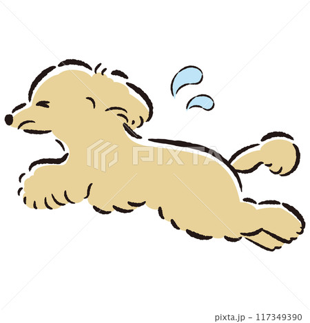 困った表情で逃げる犬のイラスト 困った表情で逃げる犬のイラスト 117349390
