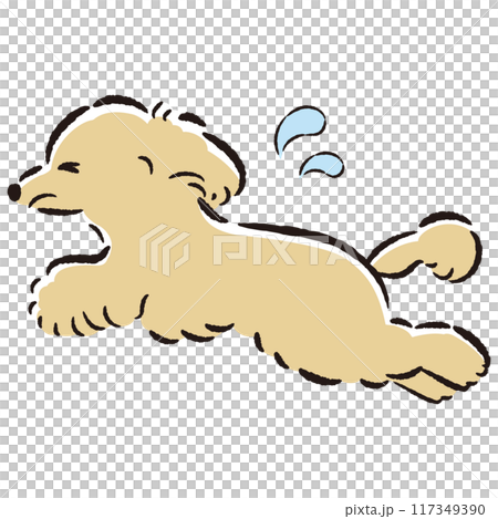 困った表情で逃げる犬のイラスト 困った表情で逃げる犬のイラスト 117349390