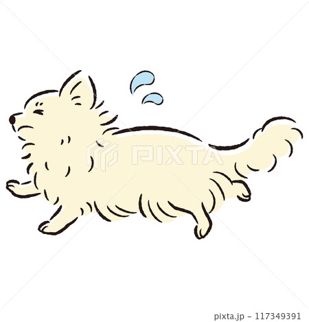 困った表情で逃げる犬のイラスト 困った表情で逃げる犬のイラスト 117349391