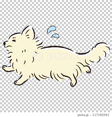 困った表情で逃げる犬のイラスト 困った表情で逃げる犬のイラスト 117349391