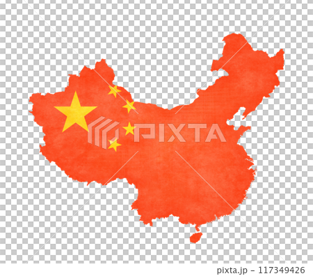 Isolated map of China with flag in soft grunge and vintage style. Isolated map of China with flag in soft grunge and vintage style. 117349426