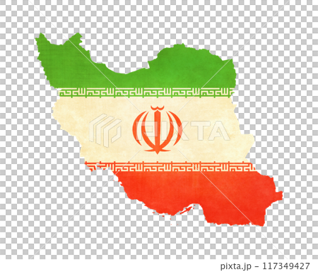 Isolated map of Iran with flag in soft grunge and vintage style. Isolated map of Iran with flag in soft grunge and vintage style. 117349427