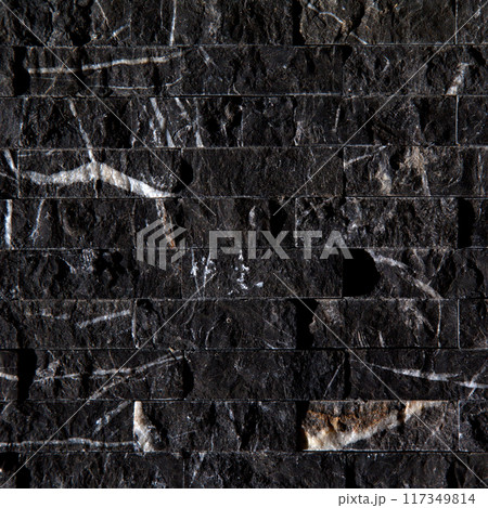 Cutting black white and grey organic marble wall rectangular, seamless lined up 117349814