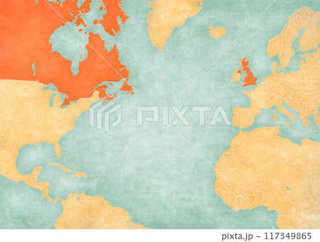 Map of North Atlantic Ocean - United Kingdom and Canada 117349865