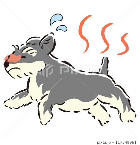 暑くて困った表情の犬のイラスト 117349961