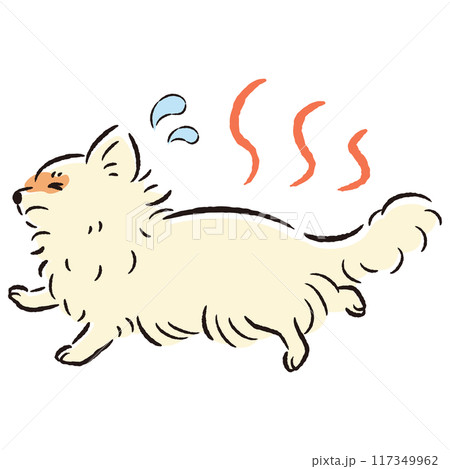 暑くて困った表情の犬のイラスト 暑くて困った表情の犬のイラスト 117349962