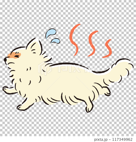 一隻表情炎熱而困擾的狗的插圖 117349962