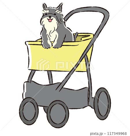犬が乗ったペットカートの手描きイラスト 犬が乗ったペットカートの手描きイラスト 117349968