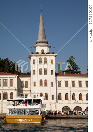 Traditional mansion white villa by the sea in the Bosphorus, Kuleli military high school, Turkey Istanbul June 22 2019 Traditional mansion white villa by the sea in the Bosphorus, Kuleli military high school, Turkey Istanbul June 22 2019 117350104