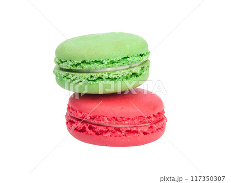 colorful macaroons isolated on the white background 117350307