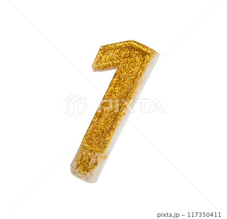 photo of golden decorative number isolated on the white 117350411