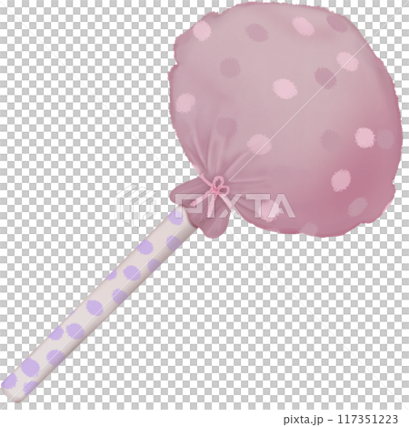 Cute lollipops is cartoon hand drawn style, colorful,with pink ribbon and wrapping paper pastel. 117351223