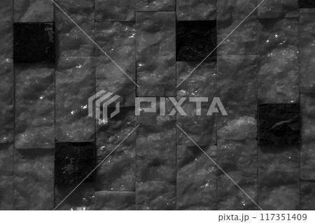 Cutting black white an grey organic marble wall rectangular, seamless lined up 117351409