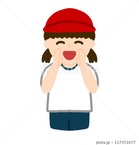 赤組を応援する女の子 赤組を応援する女の子 117351677