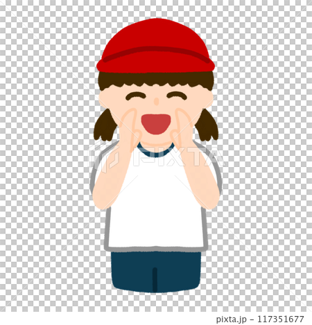 赤組を応援する女の子 赤組を応援する女の子 117351677