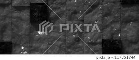 Cutting black white an grey organic marble wall rectangular, seamless lined up 117351744