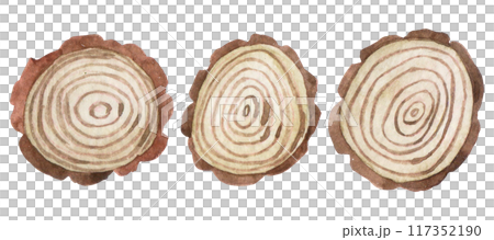 set of wood cuts. watercolor drawing set of wood cuts. watercolor drawing 117352190