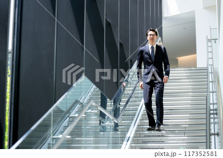 階段を降りるビジネスマン 階段を降りるビジネスマン 117352581