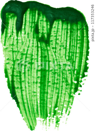 A smear of thick green paint on isolated background, gouache sample 117353246