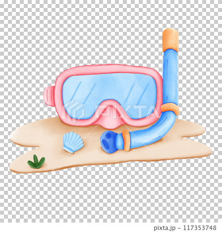 snorkel and mask on the beach 117353748