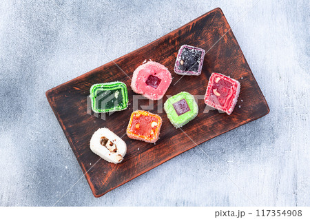 Turkish delight candy . Rahat lokum photography Turkish delight candy . Rahat lokum photography 117354908