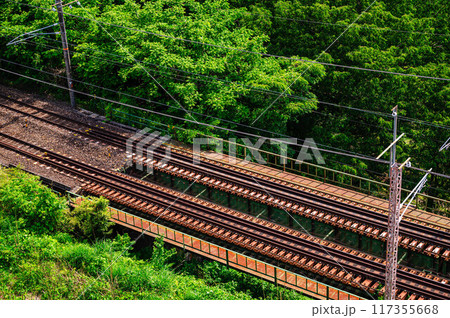 寝覚の床の上を走る中央西線 鉄道橋 寝覚の床の上を走る中央西線 鉄道橋 117355668
