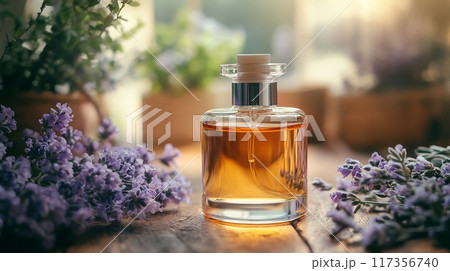 ラベンダーとフレグランスの瓶 117356740