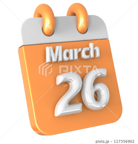 3D Calendar with date number 3D Illustration 117356902