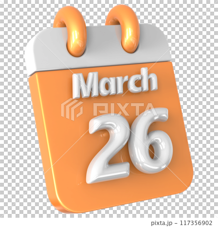 3D Calendar with date number 3D Illustration 117356902
