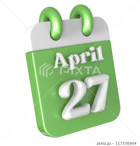 3D Calendar with date number 3D Illustration 117356904