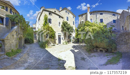 360 - turn shot of the alley way of an old village 117357219